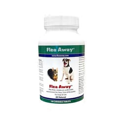 Flea away All Natural Supplement for Fleas, Ticks, and Mosquitos Prevention for Dogs and Cats, 100 Chewable Treat Tablets, Single
