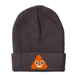 owndis Embroidered Poop Face Text Image, Warm Winter Beanie