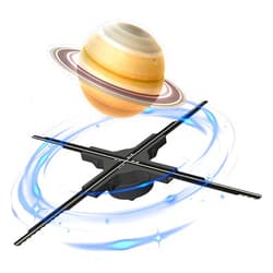 YSTEROKS 3D Holographic Fan, 50cm (19.7 In)HD LED Holographic Spinning Display , 4-Blade hologram projector Transparent Medium for Retail, Bars, ad and Events