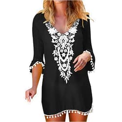 Gibobby Cover Ups for Swimwear Women Dress,Crochet Tassel V Neck Swimsuit Beach Coverup Dress Bikini Cover Ups for Swimwear
