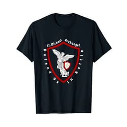 Religious christian art apparel Saint Michael The Archangel Defend Us In Battle T-Shirt