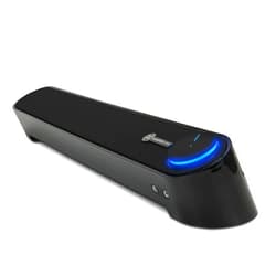 GOgroove Computer Speaker Mini Soundbar - USB Powered PC Sound Bar with Easy Setup Wired AUX, Stereo Audio, Microphone Port, Volume Control Knob, Under Monitor Design for Desktop (Blackout)
