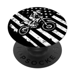 Dirt Bike Rider Apparel Co. Braap Dirt Bike Motorcycle Motocross US Flag Gift PopSockets PopGrip: Swappable Grip for Phones & Tablets