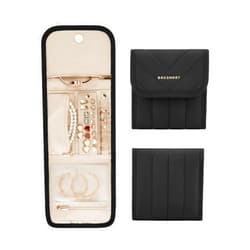 BAGSMART Travel Jewelry Organizer Case, Foldable Jewelry Roll for Necklaces, Earrings, Journey-Rings, Bracelets, Brooches, Portable, Black