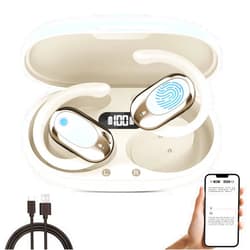 Ptoso AI Headphones Language Translation, 3-in-1 Adjustable Ear-Hook OWS Translation Earbuds, TWS 144-Language Real-Time Translator Earbuds, Fit iOS & Android, Business Learning Meetings Travel (Cream)