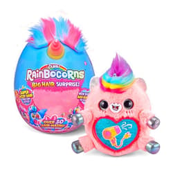 Rainbocorns Big Hair Surprise (Unicorn) by ZURU Cuddle Plush Stuffed Animal, 30+ Surprises, Collectible Baby Booboocorns, Hair Accessories, Charm Bracelets, Stickers, Ages 3+ (Unicorn)
