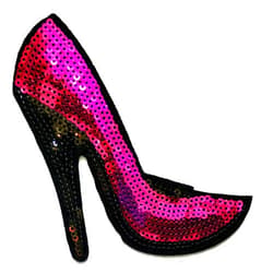 NiPitShop Mix Cartoon Patch Nipitshop Patches Beautiful Pink Toe Closed High Heels Sparkly Sequin Shine Shiny Logo Movie Cartoon Kid Patch Symbol Jacket T-Shirt Patch Sew Iron on Embroidered Sign Badge Costume