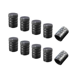 Ziciner 10 PCS Car Tire Valve Stem Caps, Anodized Aluminum Wheel Stem Covers, Corrosion Resistant Car Tire Air Caps, Vehicle Exterior Accessories for Car, Truck, Motorcycle, Bike (Black-10 PCS)