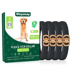 Woyamay 4 Pack Flea Collar for Dogs, Dog Flea and Tick Treatment, 8 Months Protection Flea and Tick Collar for Dogs, Waterproof Dog Flea Collar, Adjustable Collar Flea and Tick Prevention for Dogs,Black