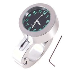 Locadence 7/8 to 1 Motorcycle Handlebar Clock, Silver Waterproof Handlebar Glow Mount Clock Watch for Motorcycle, Cruiser, Chopper, Custom Bikes