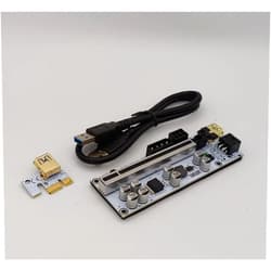 ALB Vendor GPU Riser V010-X [Flashing LED] 6 PIN & MOLEX 8X Capacitors Shielded PCIe 16x 1x