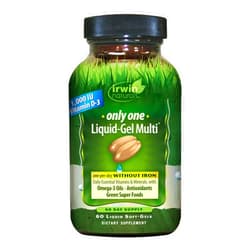 Irwin Naturals Only One Liquid-Gel Multi - 60 Liquid Softgels - No Iron Daily Essential Vitamins, Minerals, Antioxidants, Omega-3 & Green Super Foods