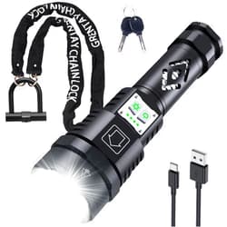 Grentay Bike Chain Lock 5 Feet/160cm Heavy Duty Anti Theft, Flashlights High Lumens 1800000