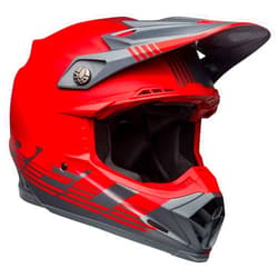 BELL Moto-9 Flex Dirt Helmet (Louver Matte Gray/Red - Large)