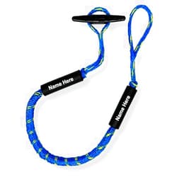 DOMABRI Custom Name Bungee Dock Line 4ft - No-Tangle Mooring Rope with Quick Tie Loop & Tightener, Scratch-Protective Foam, Name Print, Floatable & Strong 2300lb Tensile Strength by Domabri