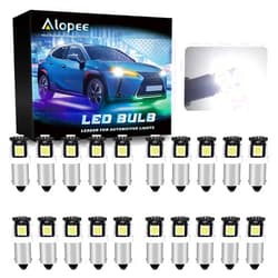Alopee 20 Pack 1445 Led Bulb White 1820 Bulb DC 12V for BA9S 1815 1816 1893 1895 53 57 64111 755 Car Ash Tray Light Bulb Trans Indicator Light Bulb Clock Light Glove Box Instrument Panel Light Bulb