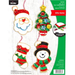 Bucilla Felt Applique Christmas Ornament Kit, 3.5