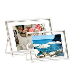 SAEGYPET Metal Beautiful Picture Frames (2 Set, Silver, 5x7 inches) For Multiple Photo Sizes (4x6, 3.5x5, 2x3), Tabletop Desk Shelf Art Photo Frame For Graduation Birthday Holiday Gift