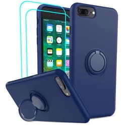 LeYi Compatible with iPhone 8 Plus Case, iPhone 7 Plus Case, iPhone 6s Plus Liquid Silicone Gel Rubber Case with 2 PCS Glass Screen Protector, Soft Shockproof Phone Cover for iPhone 6 Plus, Blue