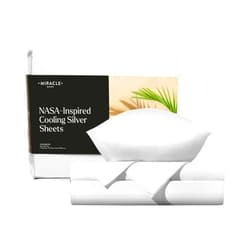 Miracle Made® Luxe Cooling Bed Sheets –White,King– 4 Piece Silver Infused, 300-Thread-Count Thermoregulating Miracle Clean & Cool ™ Eucalyptus Fabric Sensitive Skin Ultra-Breathable Bedding
