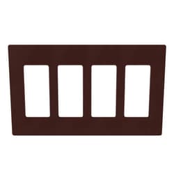 Lutron Claro Light Switch Cover Plate, 4 Gang Wallplate, for Decorator Light Switches, Rocker Light Switch Cover, Outlet Cover, Screwless Switch Plate Cover, Gloss, CW-4-BR, Brown