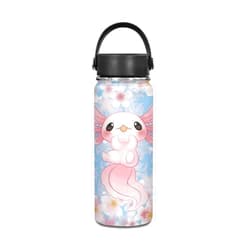 Psesaysky Axolotl Cherry Blossom Water Bottle Portable Reusable Vacuum Flask Temperature-Holding Insulated Water Bottle for School, Outdoor Activities and Car BPA-Free L Size 20 oz