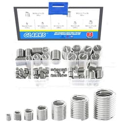 Glarks 84Pcs 304 Stainless Steel Wire Thread Inserts Thread Repair Sleeve Kit, Metric M3 M4 M5 M6 M8 M10 M12 Steel Sheath Coiled Wire Helicoil Type Screw Repair Insert Assortment Kit