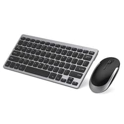 VssoPlor Compact Wireless Keyboard Mouse, 2.4GHz Ultra Thin Small Wireless Keyboard Mouse Combo for Desktop, Laptop (Black and Gray)