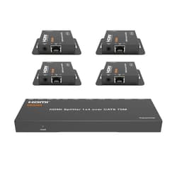 KEQINX 1x4 HDMI Extender Splitter 4K Over Cat6 70m/230ft POC with 4X Receivers IR Control EDID HDMI Over Ethernet Splitter
