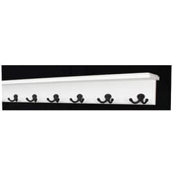 PegandRail White Shelf Coat Rack with Aged Bronze Double Style Hooks (31
