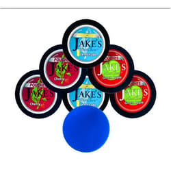 Jakes Mint Chew Jake's Mint Chew- Lemonade, Cherry, Green Apple Pouches - 6 Can Sampler Pack - Includes DC Skin Can Cover - Blue