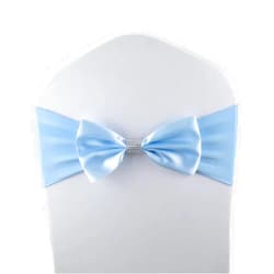 MYS QiQi 50 PCS Bows Stretch Chair Sashes, for Wedding Party Chair Cover Decoration, Spandex Stretch Chairs Bands (Pack of 50 Light Blue