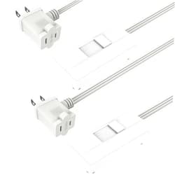 TOPGREENER Table-Top Plug in Dimmer for Table or Floor Lamps, Slide Control, Works with 360 Watt Incandescent and 150 Watt Dimmable CFL/LED, Off at Lowest dim, 6ft Cord, TGTTDL300-W, White, 2 Pack