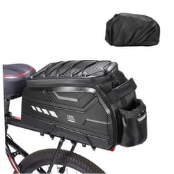 KEMIMOTO Bike Bags for Rear Rack, 15L Capacity Hard Shell Bicycle Rear Rack Bag, Bikes Trunk Pannier with Waterproof Cover and Shoulder Strap for Commuter Travel Outdoor