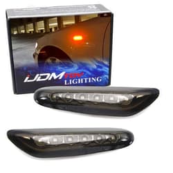iJDMTOY Euro Smoked Lens Amber Full LED Front Side Marker Light Kit Compatible With BMW 1 3 5 Series, etc, Replace OEM Amber/Clear Sidemarker Lamps