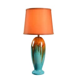 Kenroy Home 32366TEAL Tucson End Table Lamp, Teal Ceramic Glaze Large
