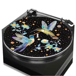 Doojoayie Hummingbird 12 Inch Turntable Mat Anti-Static for Vinyl Record Flower Pattern Turntable Platter Mat Soft Vinyl Record Accessories