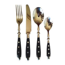 IKXO 24 Pieces Black Silverware Set, Black Flatware Set, Food-Grade Stainless Steel Cutlery Set for 6, Tableware Eating Utensils, Mirror Finished, Dishwasher Safe