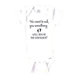 Hello Handmade We want to ask you something Will you be my Godfather? baby bodysuit surprise pregnancy announcement