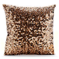 The HomeCentric Decorative Pillow Cover, Gold Throw Pillows for Couch 16x16 inch (40x40 cm) Silk Decorative Pillow Covers, Abstract, Bling, Sequins Embellished, Modern Toss Pillow - Shocker Gold