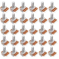 Taiss 30pcs 10K Ohm Potentiometer WH148 B10K Variable Resistors 15mm Shaft 3 Terminals Linear Taper Rotary Audio B Type Potentiometer, Volume Control Potentiometer B10K