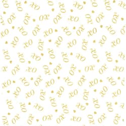 TIMELESS TREASURES Love, Gold Metallic XO, Cream, Hugs and Kisses, Happily Ever After, Timeless Treasure, CM5900-CREAM, by The Yard