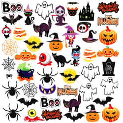 Yuxung 48 Pcs Halloween Iron on Patches Boo Pumpkin Bat Ghost Cat Witch Sew on Embroidered Applique Patches Fall Decorative Repair Patch Halloween DIY Crafts Accessories for Clothing Jacket Backpack