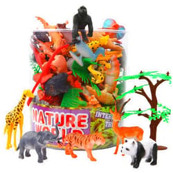 ValeforToy 54-Piece Mini Jungle Animals Set with Gift Box - Realistic Wild Animal Figures for Kids' Learning & Party Favors