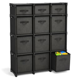 Nestl 12 Cube Storage Organizer - Black Cube Organizer Shelf, DIY Storage Cubes Organizer Shelves with Fabric Storage Cubes, Sturdy Cubbies Storage Shelves, Cube Storage Shelf for Bedroom, Playroom and More