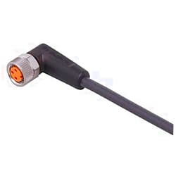 IFME EVC148, Single Ended Cordset, Right Angle M8 Female 3p to Pigtail, 3wire 5 m, PUR, Black