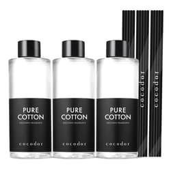 Cocod'or COCODOR Reed Diffuser Oil Refill/Pure Cotton/6.7oz(200ml)/3 Pack/Aroma Therapy, Home Fragrance, Scented Oils, Oils for Reed Diffuser, Office Décor, Decoration