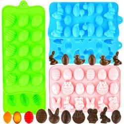 Winerming Easter Egg Silicone Mold for Chocolate 5 Packs Egg Shaped Mold Baking Pan for Easter Party Hot Chocolate Bombs Fondant Candy Jelly Dome Mousse Cake Topper Making