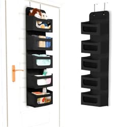 Utopia Home Hanging Closet Organizer, Over The Door Storage with Compartments, Over The Door Pantry Organizer, Hanging Organizers for Sweaters (5 Pockets, Black)