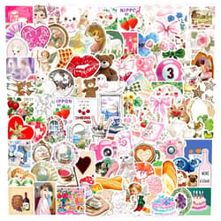 ZUIYIJIANGNAN Vintage Aesthetic Stickers for Girls,100PCS Pink Y2K Stickers,Cute Retro Journaling Scrapbooking Stickers Pack for Adult Women Teen,Waterproof Vinyl Decals for Water Bottle Laptop Stickers B (Y2K100)